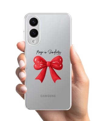 Etui do Samsung Galaxy S25 Edge przeźroczyste, silikonowe Flexi, Przytulne święta, Czerwona kokarda