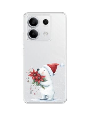 Etui do Xiaomi Redmi Note 13 Pro 5G przeźroczyste, silikonowe Flexi, Przytulne święta, Miś świąteczny