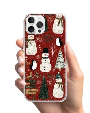 Etui do iPhone 12 Pro Max przeźroczyste, silikonowe Flexi, Przytulne święta, Rustykalna świąteczna kraina