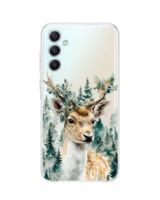Etui do Samsung Galaxy A34 5G przeźroczyste, silikonowe Flexi, Przytulne święta, Leśny jelonek