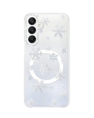 Etui do Samsung Galaxy A25 5G z MagSafe przeźroczyste, silikonowe Flexi, Zimowa magia, Delikatne płatki śniegu