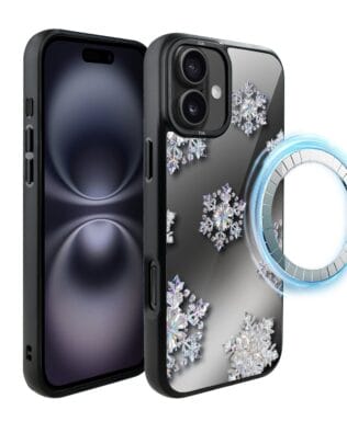 Etui do iPhone 16 Plus IBIZU DropGuard Matt z MagSafe, Zimowa magia, Królewskie płatki śniegu