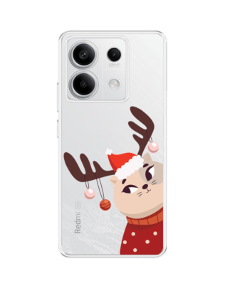 Etui do Xiaomi Redmi Note 13 Pro 5G przeźroczyste, silikonowe Flexi, Kotek przebrany za reniferka
