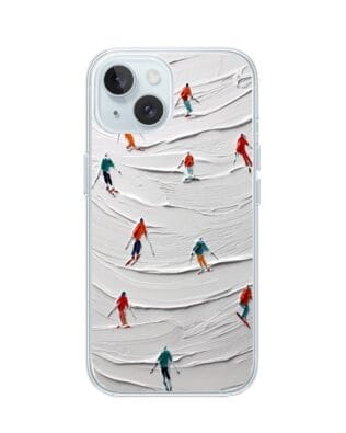 Etui do iPhone 15 przeźroczyste, silikonowe Flexi, Zimowa magia, Narciarski obraz