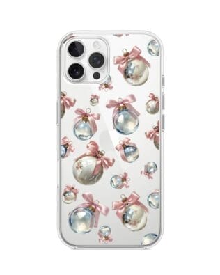 Etui do iPhone 12 Pro Max przeźroczyste, silikonowe Flexi, Przytulne święta, Pastelowe bombki