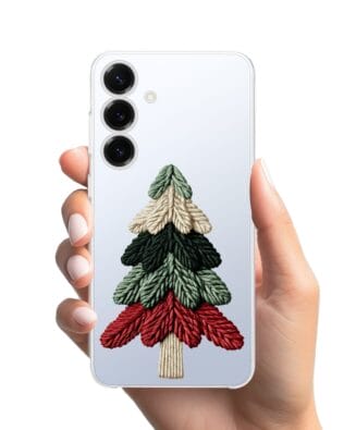 Etui do Samsung Galaxy S25 przeźroczyste, silikonowe Flexi, Przytulne święta, Dziana choinka