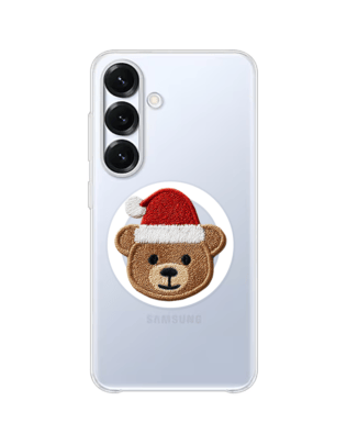 Etui do Samsung Galaxy S25 Plus z MagSafe przeźroczyste, silikonowe Flexi, Przytulne święta, Miś mikołajek