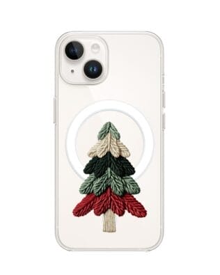 Etui do iPhone 14 Plus z MagSafe przeźroczyste, silikonowe Flexi, Przytulne święta, Dziana choinka