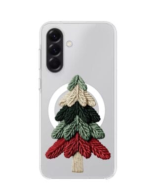 Etui do Samsung Galaxy A56 5G z MagSafe przeźroczyste, silikonowe Flexi, Przytulne święta, Dziana choinka