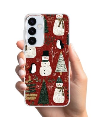 Etui do Samsung Galaxy A55 5G z MagSafe przeźroczyste, silikonowe Flexi, Przytulne święta, Rustykalna świąteczna kraina