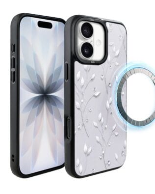 Etui do iPhone 17 IBIZU DropGuard Matt z MagSafe, Zimowa magia, Lodowe kwiaty