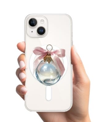 Etui do iPhone 13 Mini z MagSafe przeźroczyste, silikonowe Flexi, Przytulne święta, Kryształowa bombka