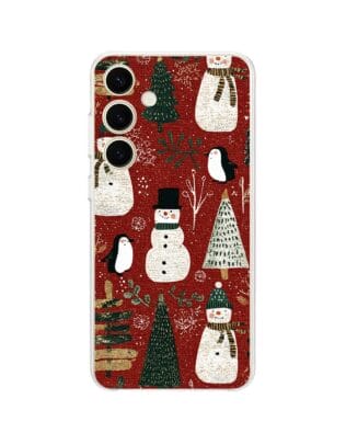 Etui do Samsung Galaxy S24 przeźroczyste, silikonowe Flexi, Przytulne święta, Rustykalna świąteczna kraina