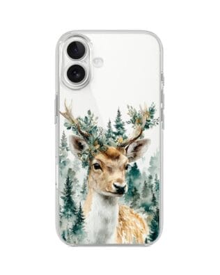 Etui do iPhone 17 przeźroczyste, silikonowe Flexi, Przytulne święta, Leśny jelonek