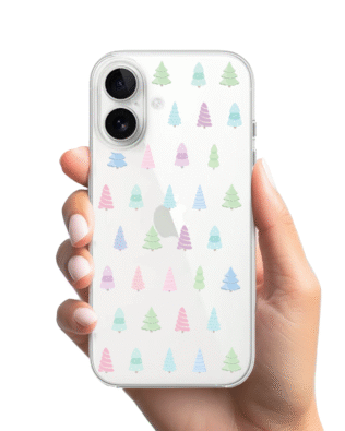 Etui do iPhone 16 przeźroczyste, silikonowe Flexi, Pastelowe choinki