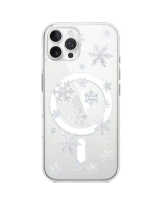 Etui do iPhone 12 Pro Max z MagSafe przeźroczyste, silikonowe Flexi, Zimowa magia, Delikatne płatki śniegu