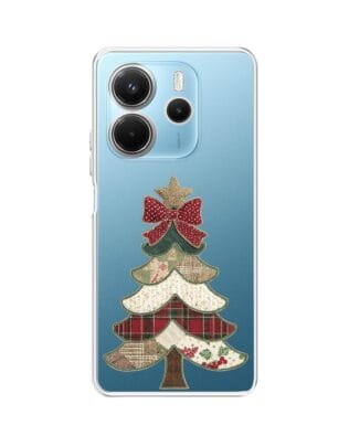 Etui do Xiaomi Redmi Note 14 5G przeźroczyste, silikonowe Flexi, Przytulne święta, Kraciasta choinka