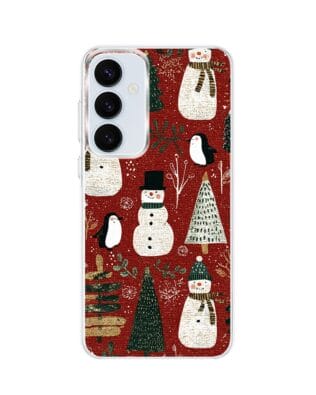 Etui do Samsung Galaxy A55 5G z MagSafe przeźroczyste, silikonowe Flexi, Przytulne święta, Rustykalna świąteczna kraina