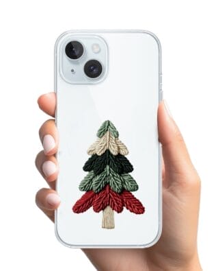 Etui do iPhone 15 Plus przeźroczyste, silikonowe Flexi, Przytulne święta, Dziana choinka