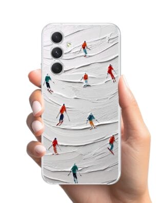 Etui do Samsung Galaxy A54 5G przeźroczyste, silikonowe Flexi, Zimowa magia, Narciarski obraz