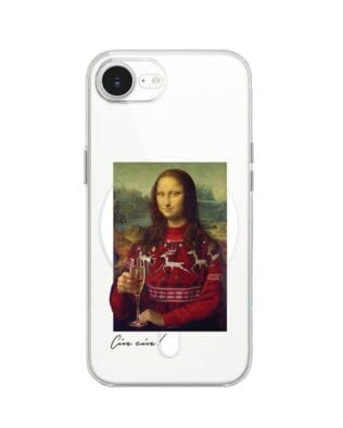 Etui do iPhone 16e z MagSafe przeźroczyste, silikonowe Flexi, Mona Lisa z szampanem