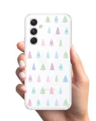 Etui do Samsung Galaxy A54 5G przeźroczyste, silikonowe Flexi, Pastelowe choinki