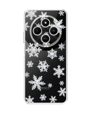 Etui do Xiaomi POCO C75 przeźroczyste, silikonowe Flexi, Zimowa magia, Delikatne płatki śniegu