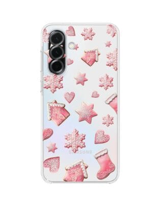 Etui do Samsung Galaxy A36 5G przeźroczyste, silikonowe Flexi, Przytulne święta, Różowe pierniczki