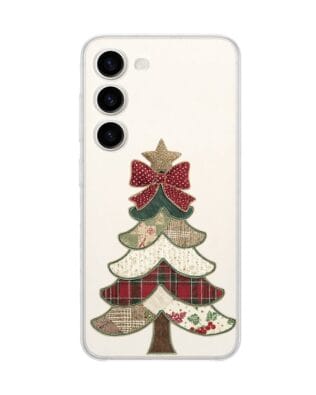 Etui do Samsung Galaxy S23 przeźroczyste, silikonowe Flexi, Przytulne święta, Kraciasta choinka