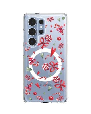 Etui do Samsung Galaxy S25 Ultra z MagSafe przeźroczyste, silikonowe Flexi, Cukierki świąteczne