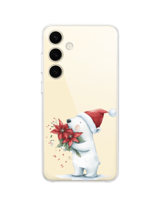 Etui do Samsung Galaxy S24 Plus przeźroczyste, silikonowe Flexi, Przytulne święta, Miś świąteczny