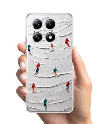 Etui do Xiaomi 14T Pro przeźroczyste, silikonowe Flexi, Zimowa magia, Narciarski obraz