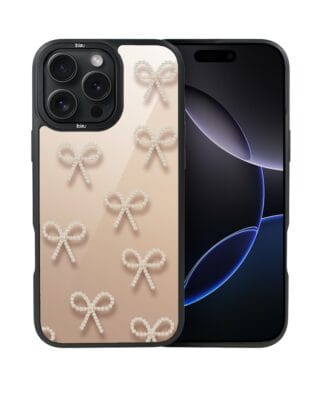 Etui do iPhone 16 Pro Max IBIZU DropGuard Matt z MagSafe, Zimowa magia, Perłowe kokardki