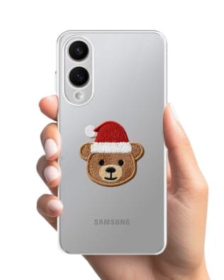 Etui do Samsung Galaxy S25 Edge przeźroczyste, silikonowe Flexi, Przytulne święta, Miś mikołajek