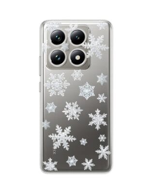 Etui do Xiaomi 14T Pro przeźroczyste, silikonowe Flexi, Zimowa magia, Delikatne płatki śniegu