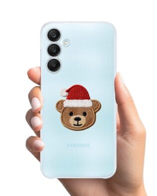 Etui do Samsung Galaxy M35 5G przeźroczyste, silikonowe Flexi, Przytulne święta, Miś mikołajek