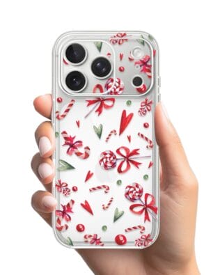 Etui do iPhone 17 Pro Max przeźroczyste, silikonowe Flexi, Cukierki świąteczne