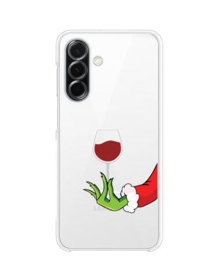 Etui do Samsung Galaxy A26 5G przeźroczyste, silikonowe Flexi, Zielony psotnik z lampką wina