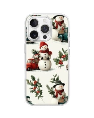 Etui do iPhone 16 Pro przeźroczyste, silikonowe Flexi, Przytulne święta, Zimowe miasteczko