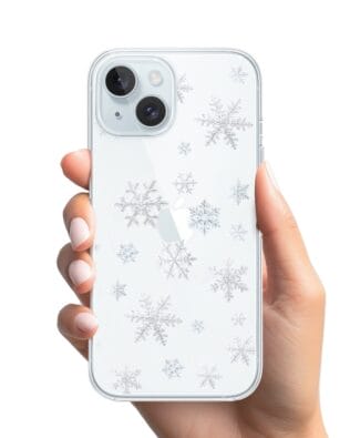 Etui do iPhone 15 przeźroczyste, silikonowe Flexi, Zimowa magia, Delikatne płatki śniegu