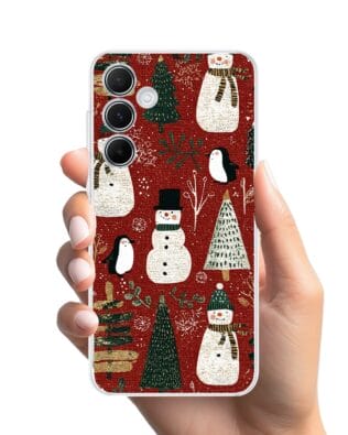 Etui do Samsung Galaxy A55 5G przeźroczyste, silikonowe Flexi, Przytulne święta, Rustykalna świąteczna kraina