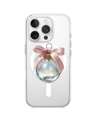 Etui do iPhone 16 Pro Max z MagSafe przeźroczyste, silikonowe Flexi, Przytulne święta, Kryształowa bombka