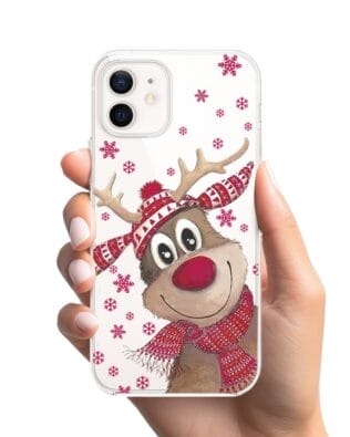 Etui do iPhone 12 Mini przeźroczyste, silikonowe Flexi, Renifer