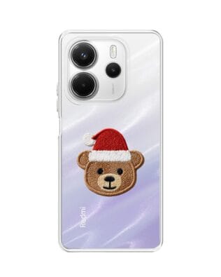 Etui do Xiaomi Redmi Note 14 5G przeźroczyste, silikonowe Flexi, Przytulne święta, Miś mikołajek