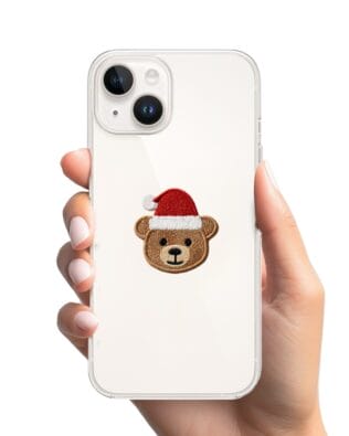 Etui do iPhone 14 Plus przeźroczyste, silikonowe Flexi, Przytulne święta, Miś mikołajek