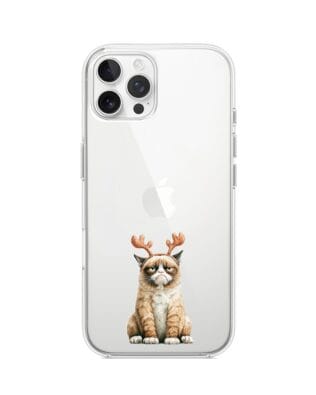 Etui do iPhone 12 Pro przeźroczyste, silikonowe Flexi, Przytulne święta, Kot który nie chciał być reniferem