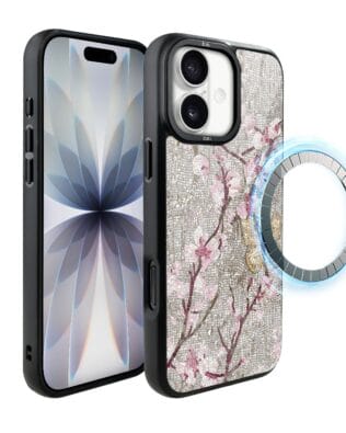 Etui do iPhone 17 IBIZU DropGuard Matt z MagSafe, Modern Classics, Mozaika kwitnącej wiśni