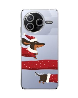 Etui do Xiaomi POCO F7 Pro przeźroczyste, silikonowe Flexi, Przytulne święta, świąteczny jamnik