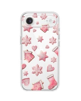 Etui do iPhone Air przeźroczyste, silikonowe Flexi, Przytulne święta, Różowe pierniczki