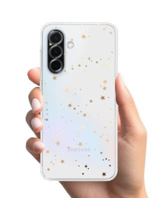 Etui do Samsung Galaxy A36 5G przeźroczyste, silikonowe Flexi, Zimowa magia, Złote gwiazdki